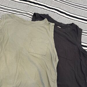 Madewell Women's Muscle Tees - Olive and Black